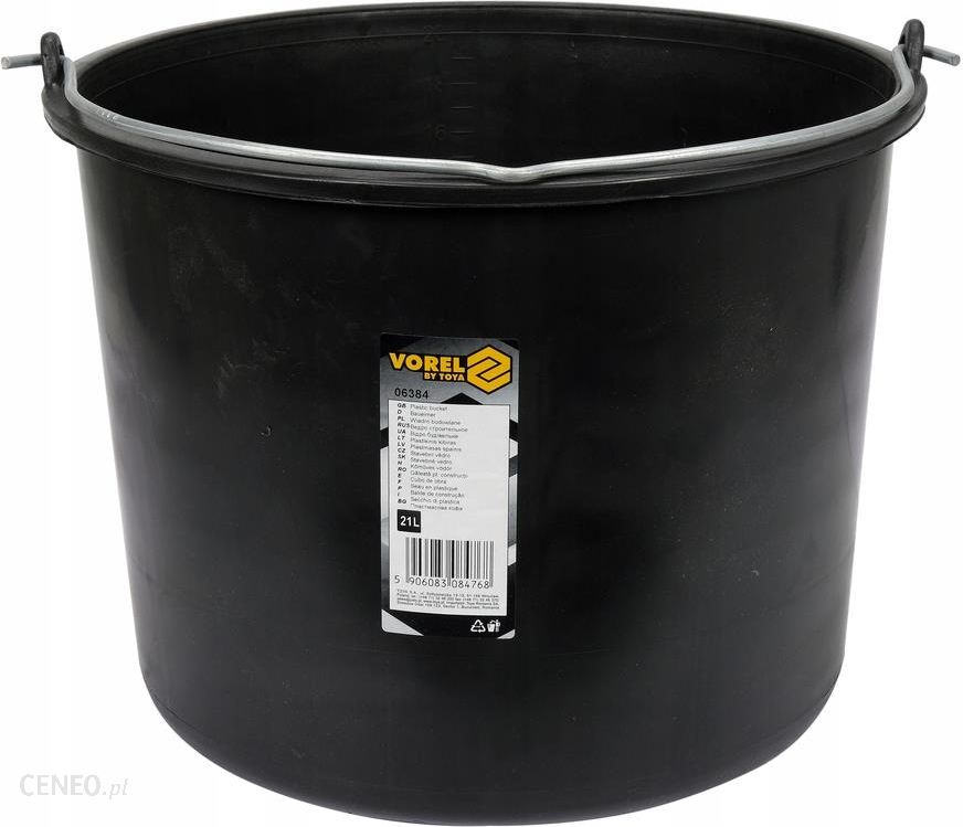 Vorel Wiadro Gospodarcze Budowlane Plastikowe Czarne 21L 6384